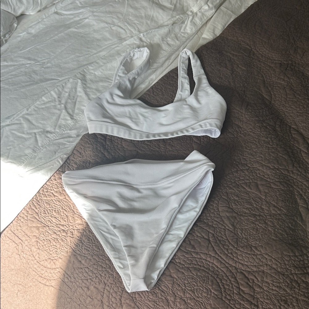 Beach riot Ribbed White Two-Piece Bikini Set